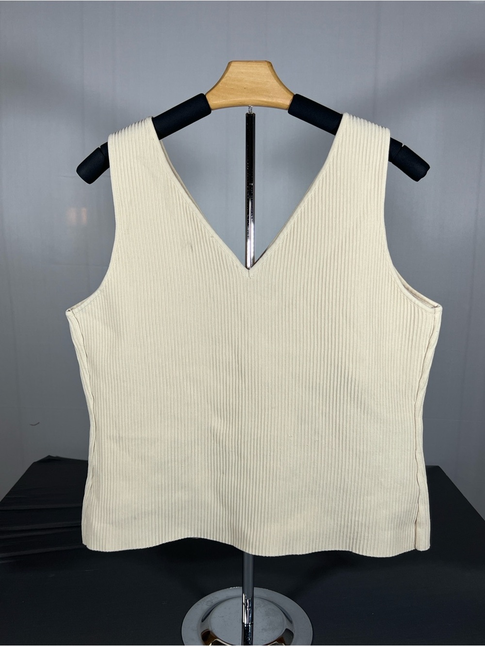 Bailey 44 Ribbed V-Neck Tank Top in Beige